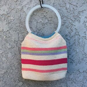 Striped Crochet Bag with Circular Handle by Liz Claiborne